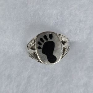 Silver and Black Footprint Ring